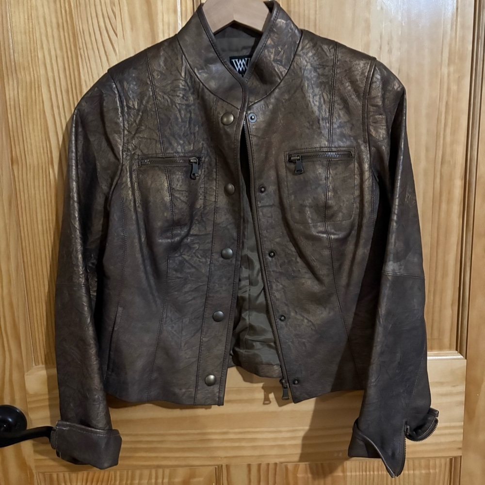 WORTH Copper Brown Leather Jacket